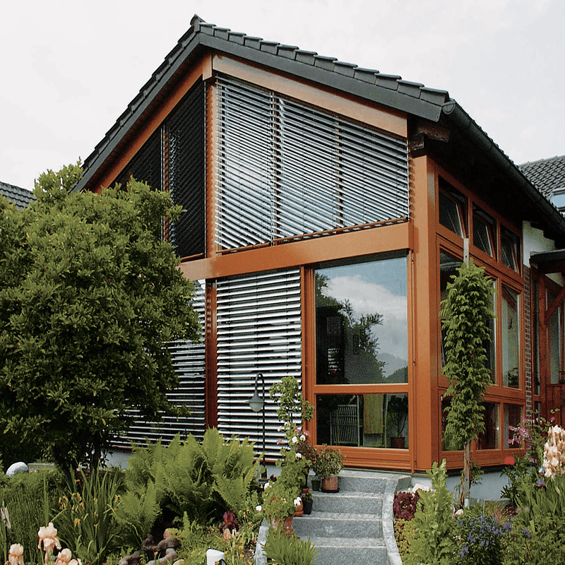 angled exterior horizontal blinds